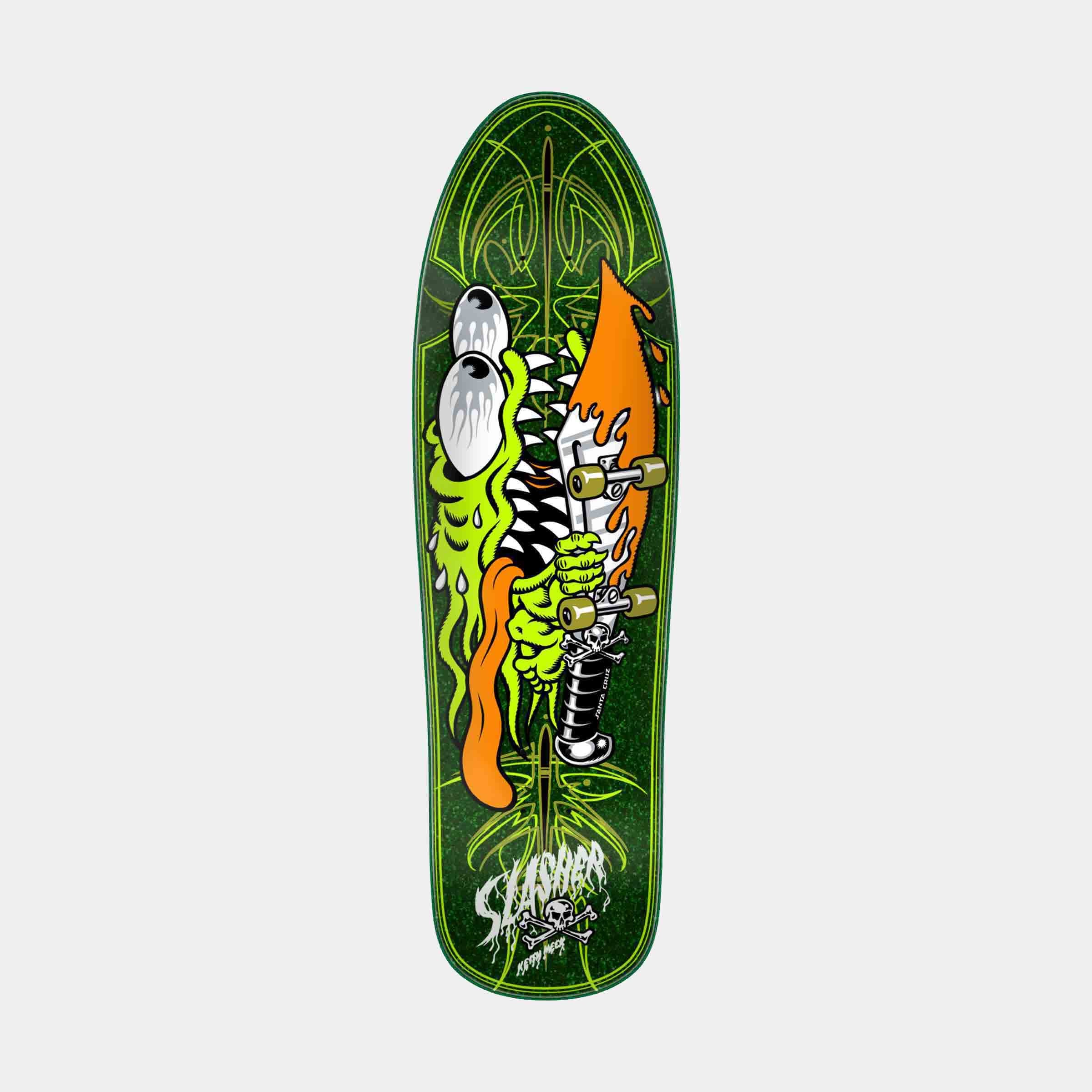 Meek Pinstripe Slasher Green Shaped Skateboard Deck 9.23in x 31.67in