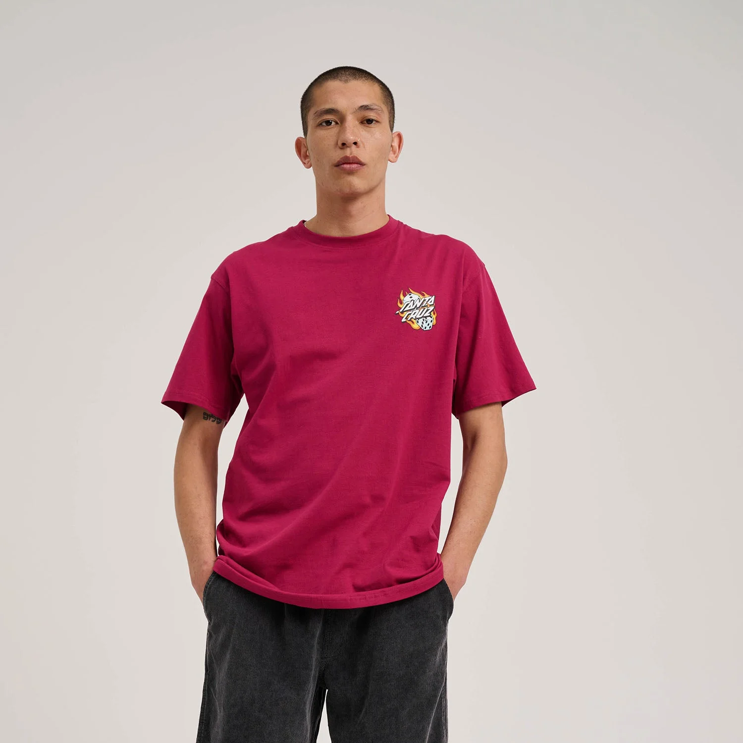 Flaming Dice Dot Chest T-Shirt - Image 3