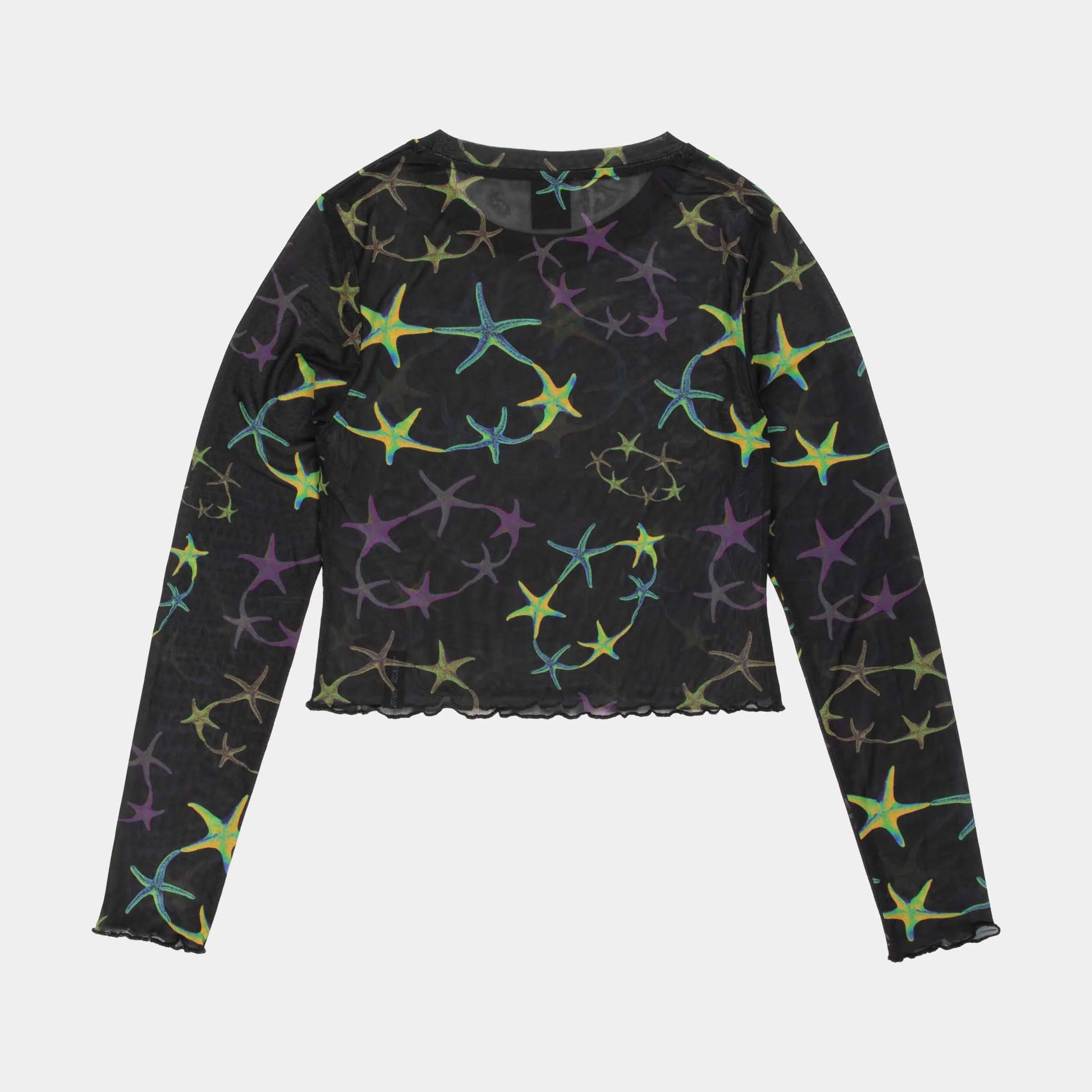 Strip Digi Mesh Crop Long Sleeve Top - Image 2