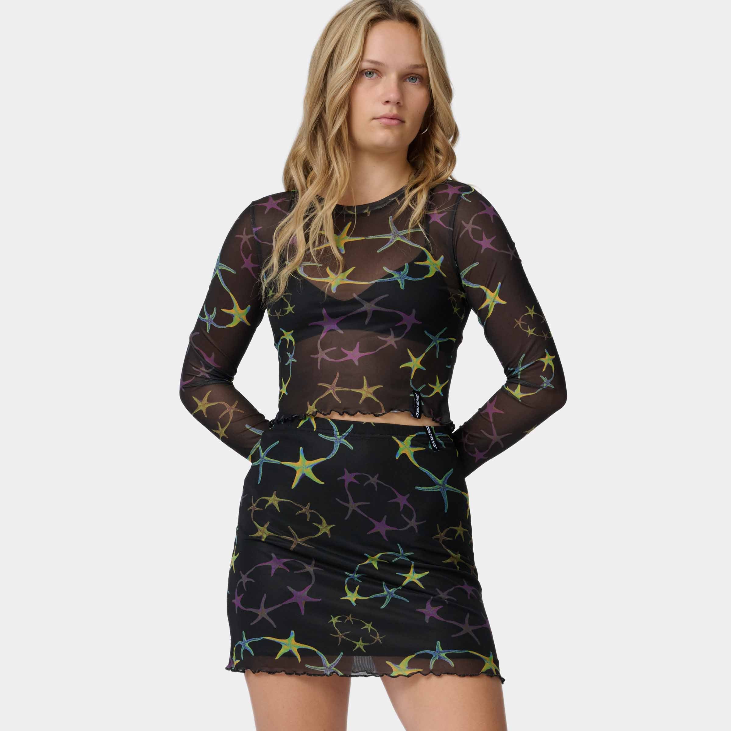 Strip Digi Mesh Crop Long Sleeve Top - Image 5