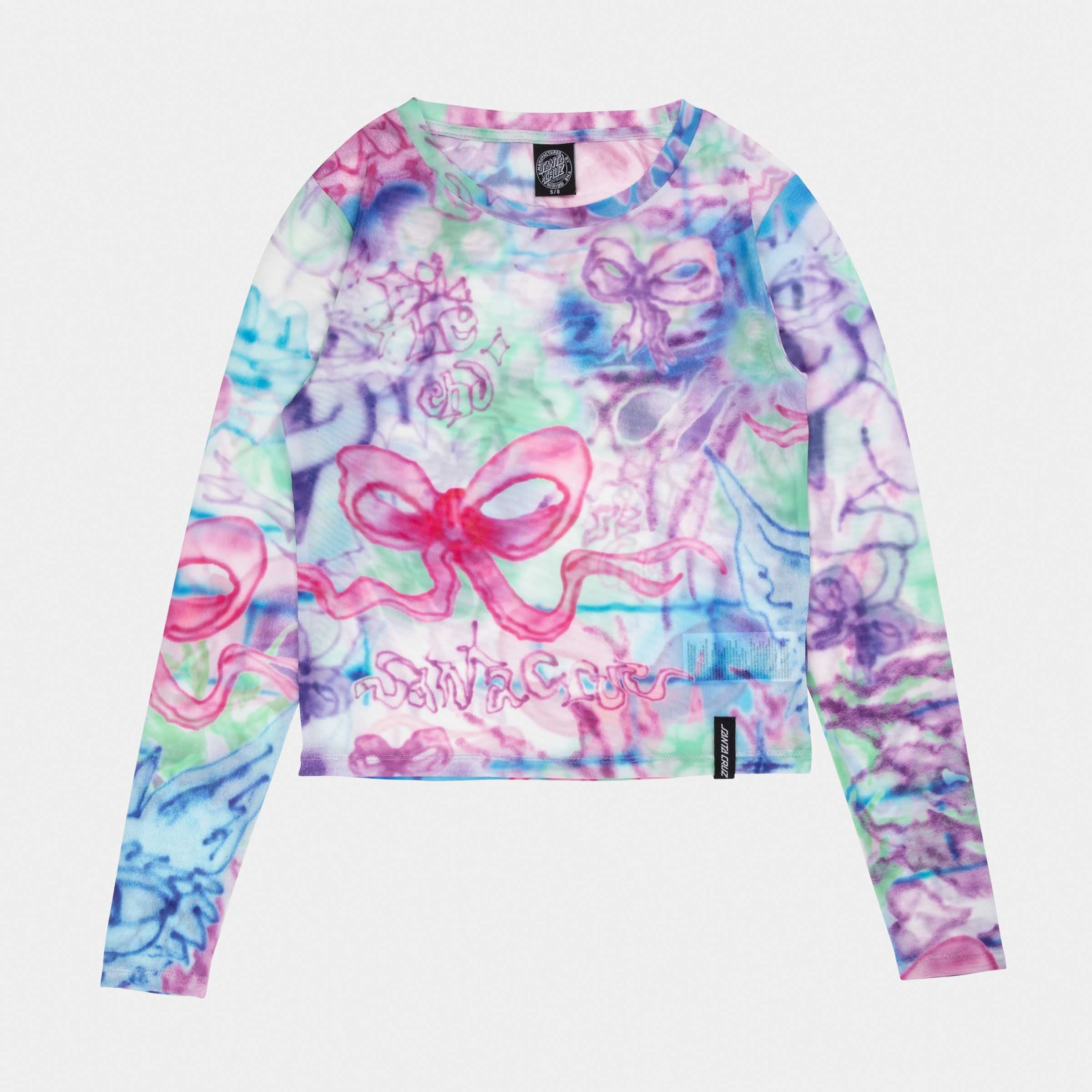 Strip Digi Mesh Long Sleeve Top