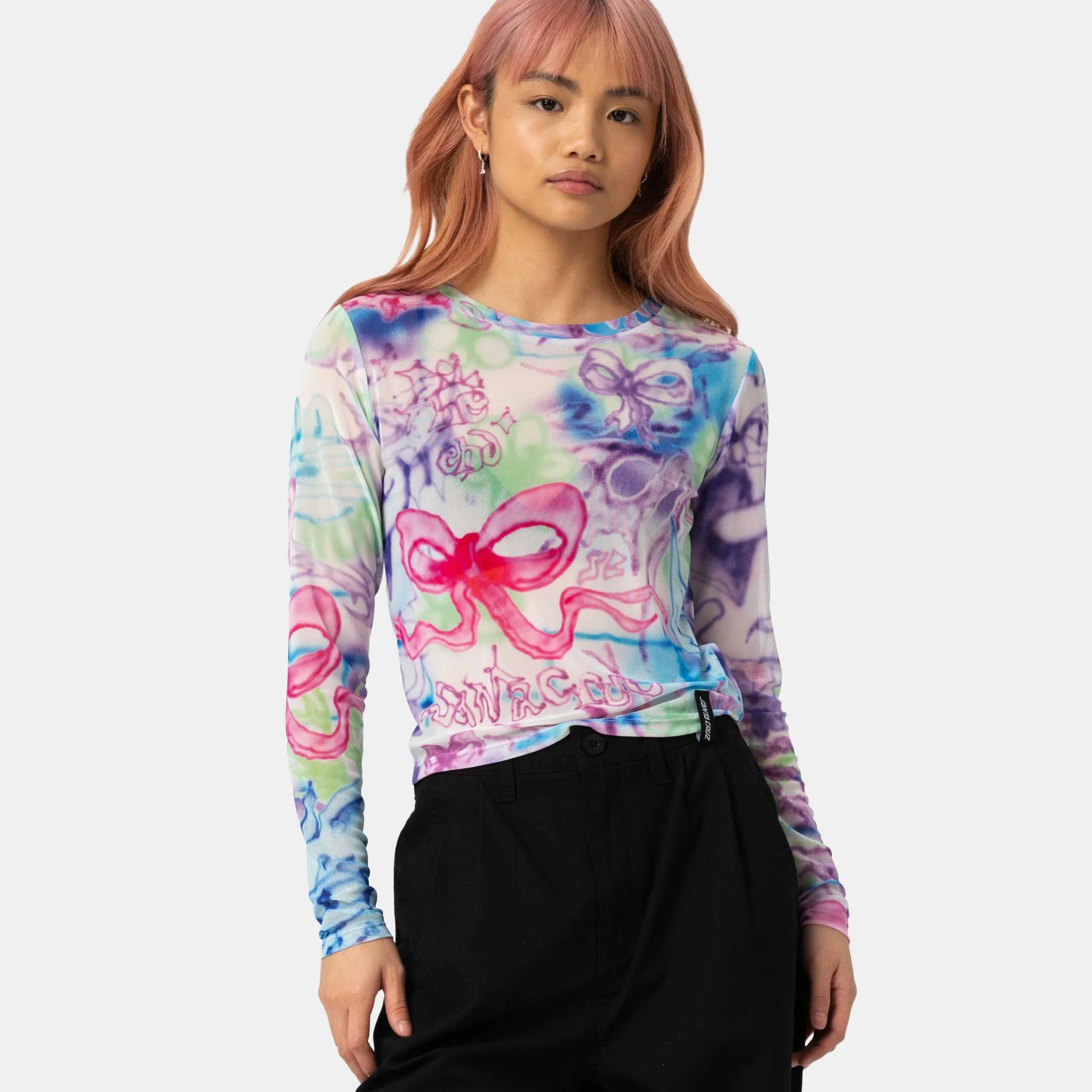 Strip Digi Mesh Long Sleeve Top - Image 3