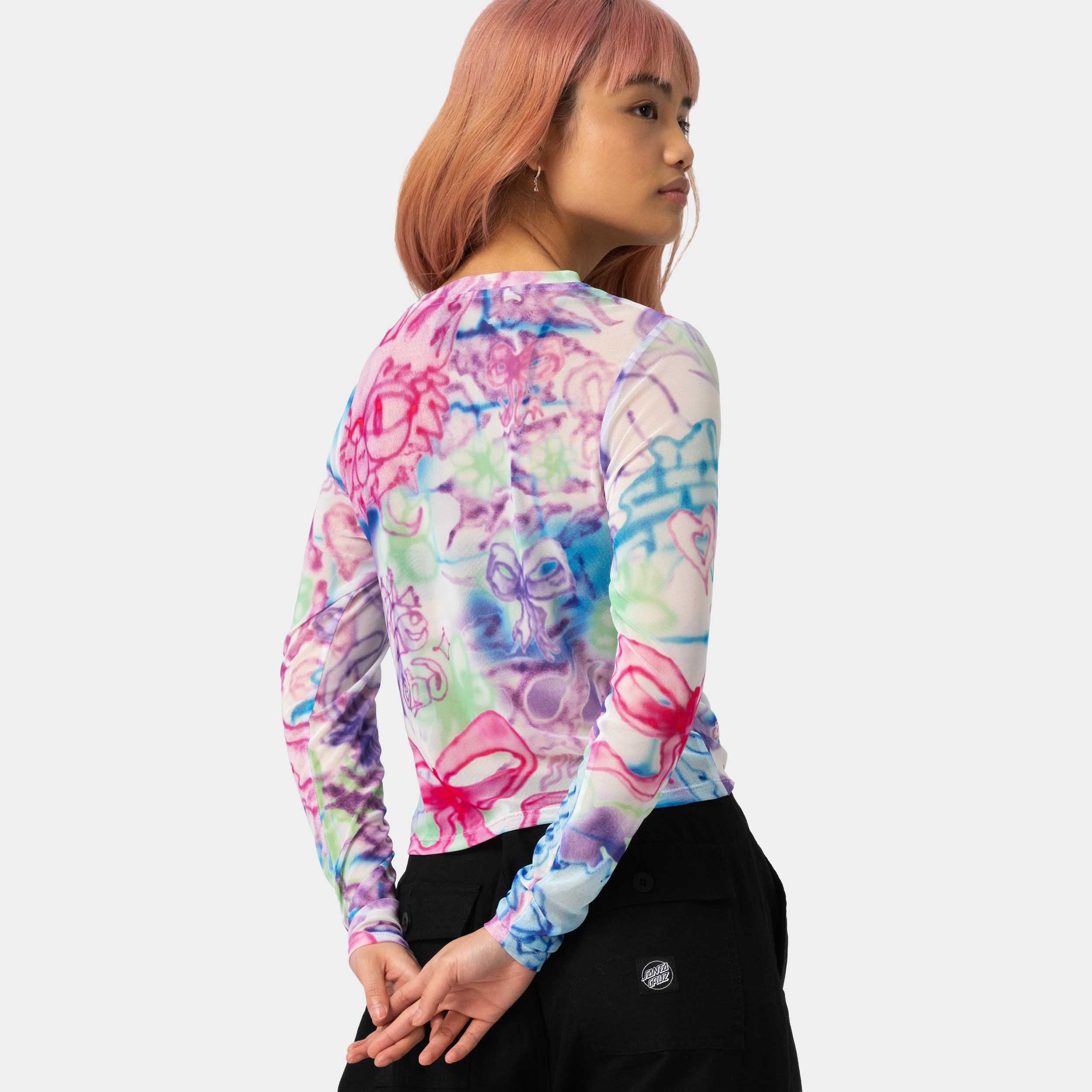 Strip Digi Mesh Long Sleeve Top - Image 4