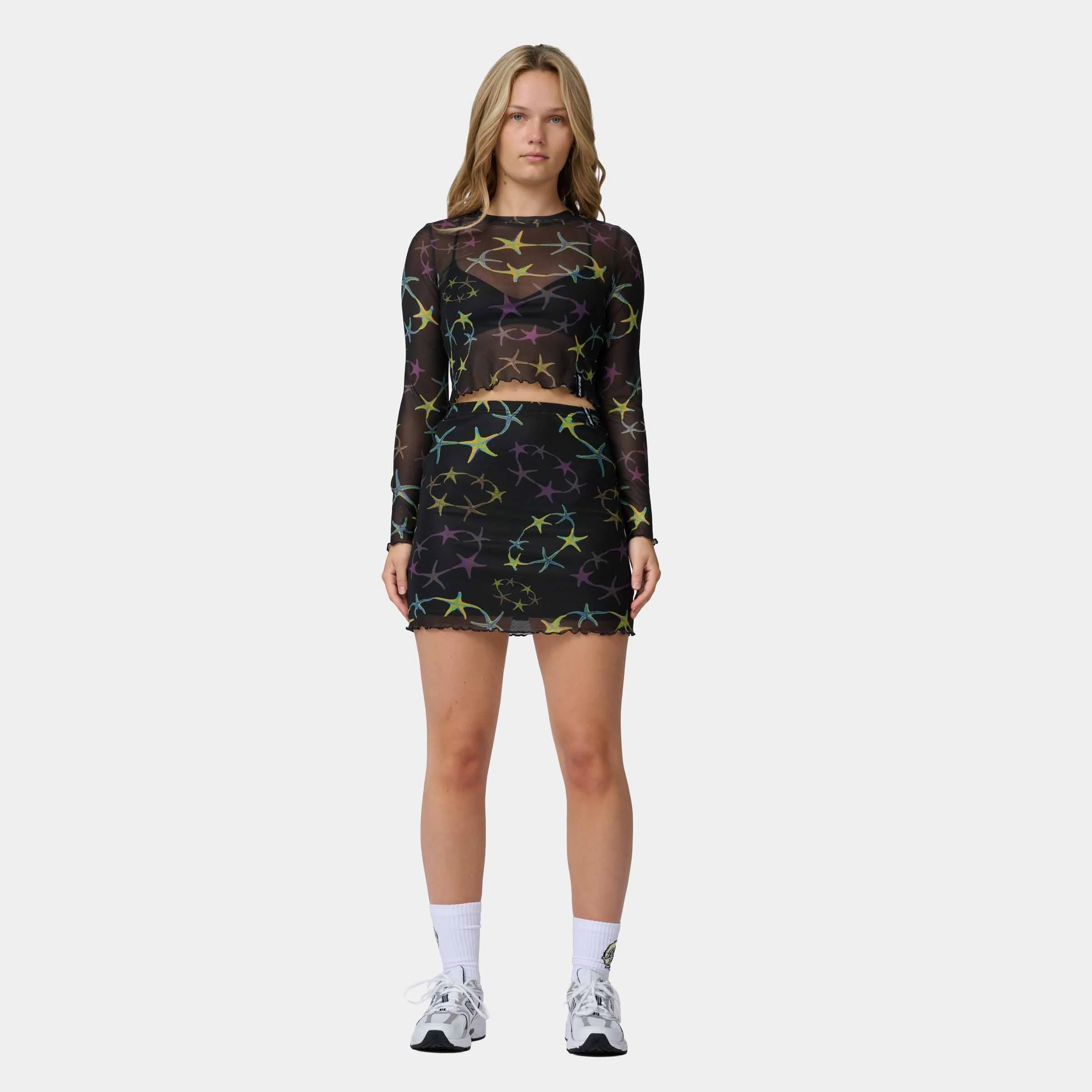 Strip Digi Mesh Mini Skirt - Image 3