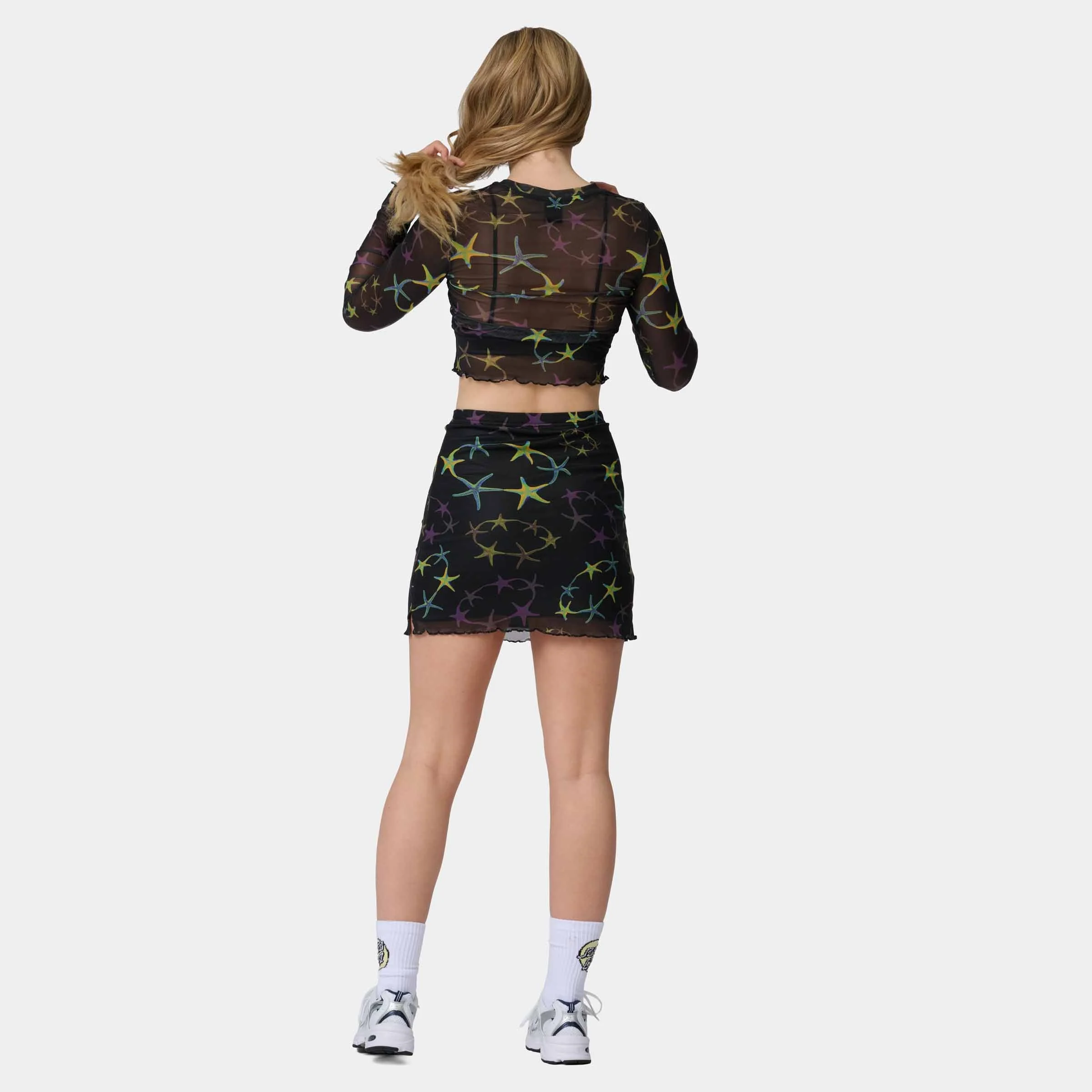 Strip Digi Mesh Mini Skirt - Image 4