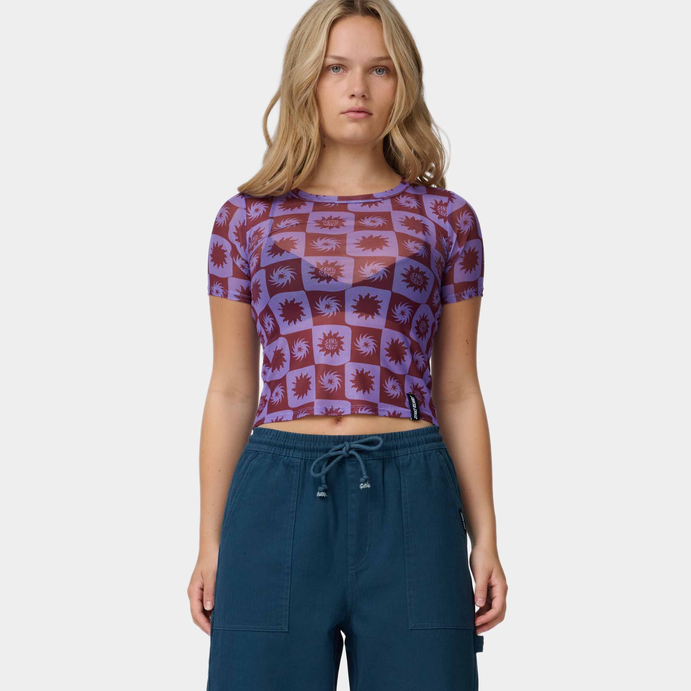 Strip Digi Mesh Short Sleeve Top - Image 3